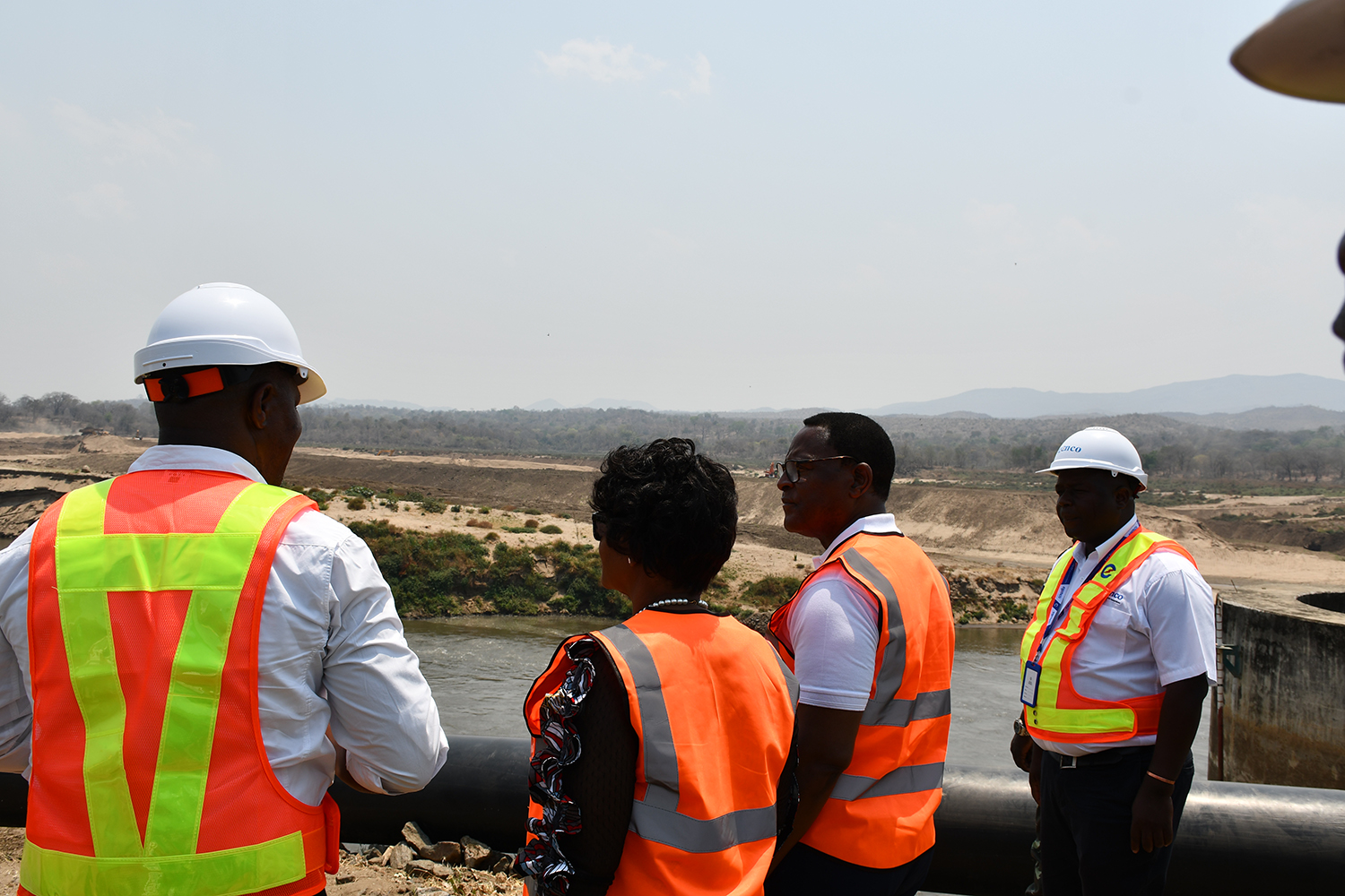 President Chakwera overlooking the Kapichira Power Station intake